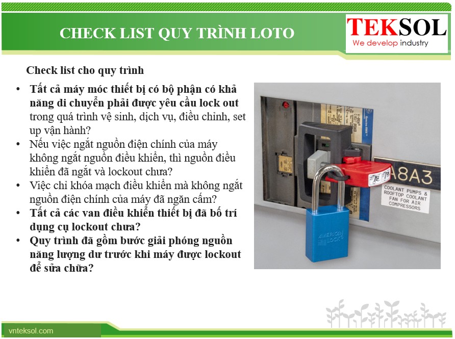 checklist khi xay dung quy trinh loto